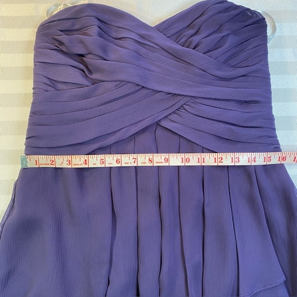 David's Bridal Strapless Short Dress Pleated Chiffon in Lapis Purple Sz 12 - Picture 8 of 16